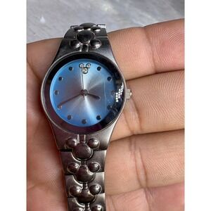 Disney Watch Women 25mm Mickey Mouse Silver Tone Blue Dial